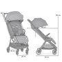 Carucior sport, Petite&Mars, Zip, Pliere automata cu o mana, Potrivit pentru avion, De la nastere, Pana la 22 Kg, Pozitie de somn, Usor- 7kg,  Capacitate cos- 5 kg, Reglare spatar, suport de picioare, Bara detasabila, Gri - 9