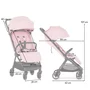 Carucior sport, Petite&Mars, Zip, Pliere automata cu o mana, Potrivit pentru avion, De la nastere, Pana la 22 Kg, Pozitie de somn, Usor- 7kg,  Capacitate cos- 5 kg, Reglare spatar, suport de picioare, Bara detasabila, Roz - 8