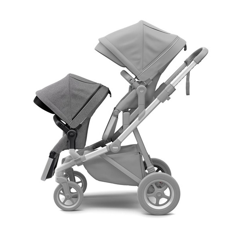 Thule - carucior sleek pentru 2 copii, grey melange
