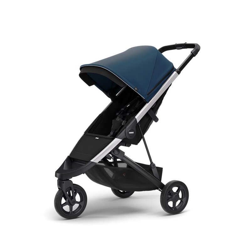 Thule - carucior sport spring cu cadru argintiu, cu copertina canopy majolica, albastru