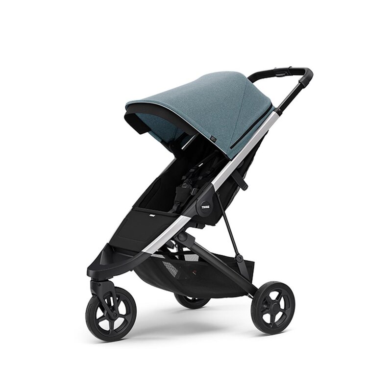 Thule - carucior sport spring cu cadru argintiu, cu copertina canopy teal melange