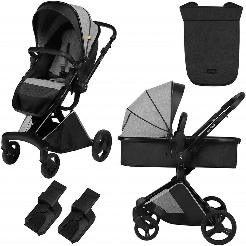 Carucior transformabil 2 in 1 nasjo, normandic dream, gri, skiddou