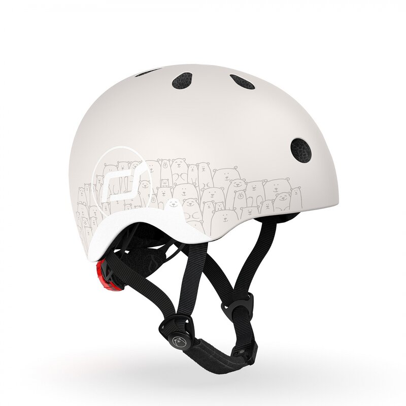 Scoot and ride - casca de protectie pentru copii, sistem de reglare magnetic cu led, xxs-s, 45-51 cm, 1 an+, ash reflectorizant, scoot ride