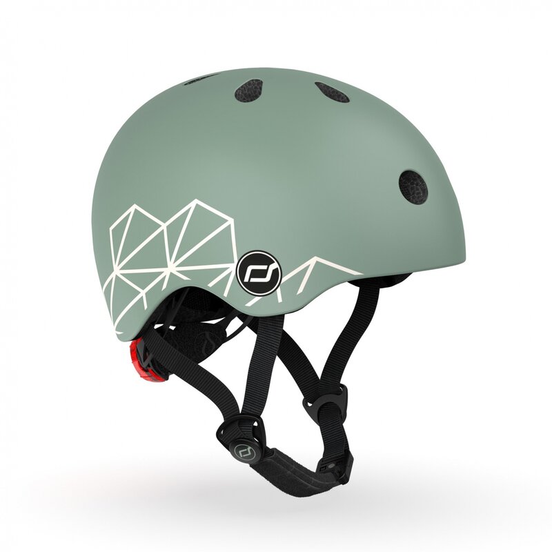 Scoot and ride - casca de protectie pentru copii, sistem de reglare magnetic cu led, xxs-s, 45-51 cm, 1 an+, green lines, scoot ride