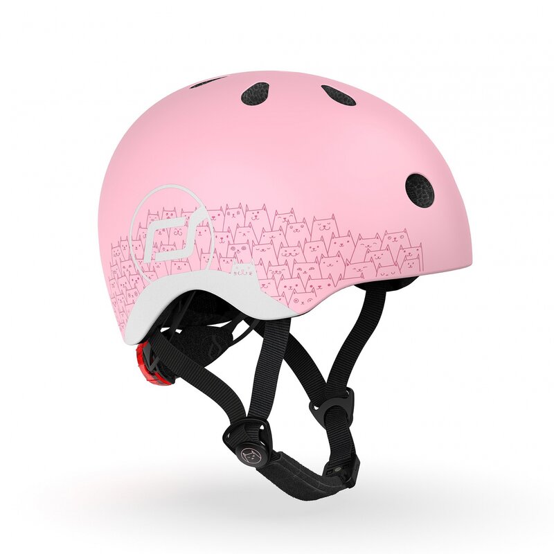 Scoot and ride - casca de protectie pentru copii, sistem de reglare magnetic cu led, xxs-s, 45-51 cm, 1 an+, rose reflectorizant, scoot ride
