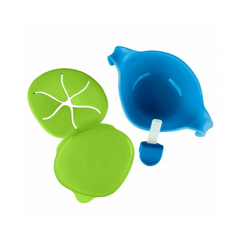 B.box - castron cu mânere, pai, capac și capac pentru gustări, albastru cu verde, 6m+
