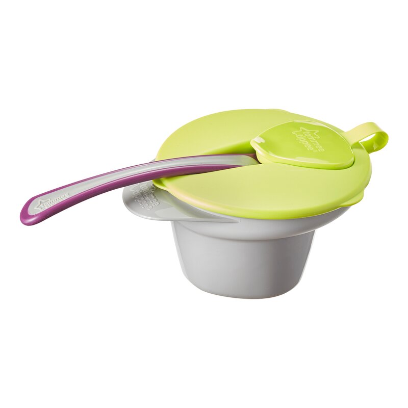 Tommee Tippee - Castron cu lingurita si capac Explora, Gri