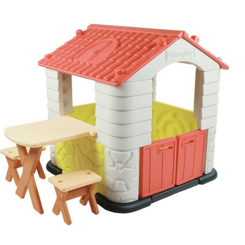 Edu play - casuta pentru copii deluxe 2 in 1, cu masuta si bancheta