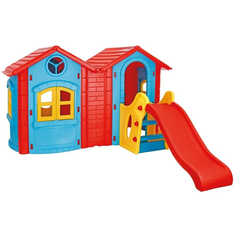 Pilsan - casuta pentru copii double magic house, cu tobogan , albastru