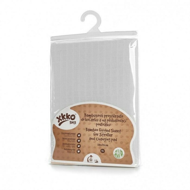 Xkko - accesoriu cearceaf cu elastic din bambus, 70x50 cm, alb
