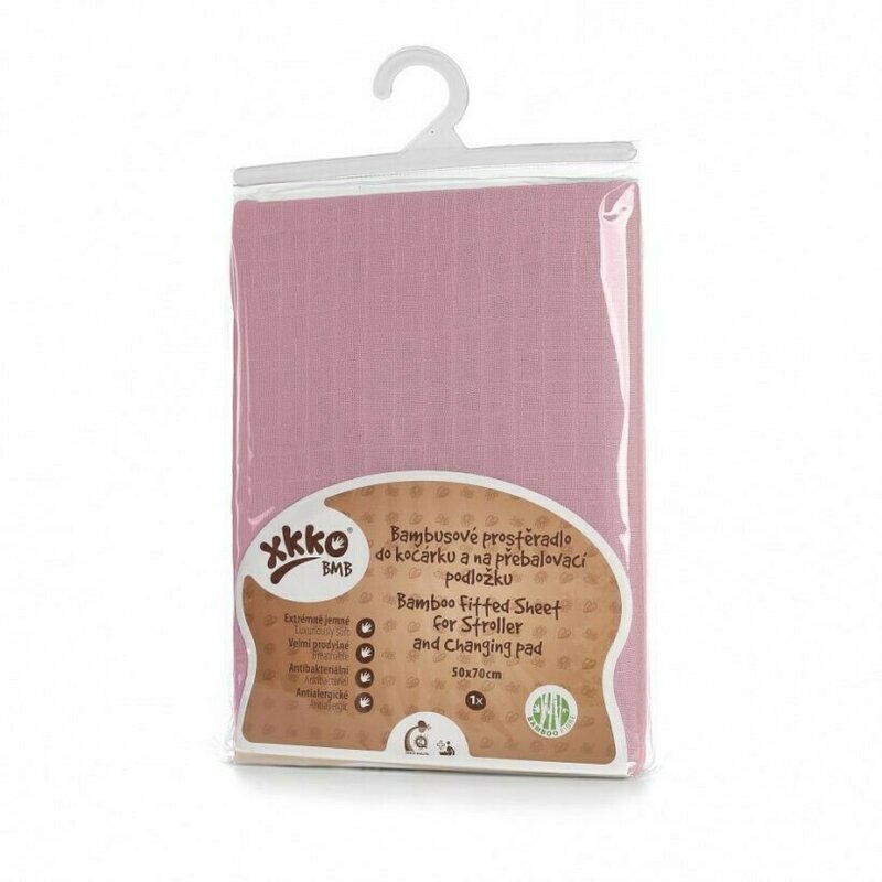 Xkko - accesoriu cearceaf cu elastic din bambus, 70x50 cm, roz