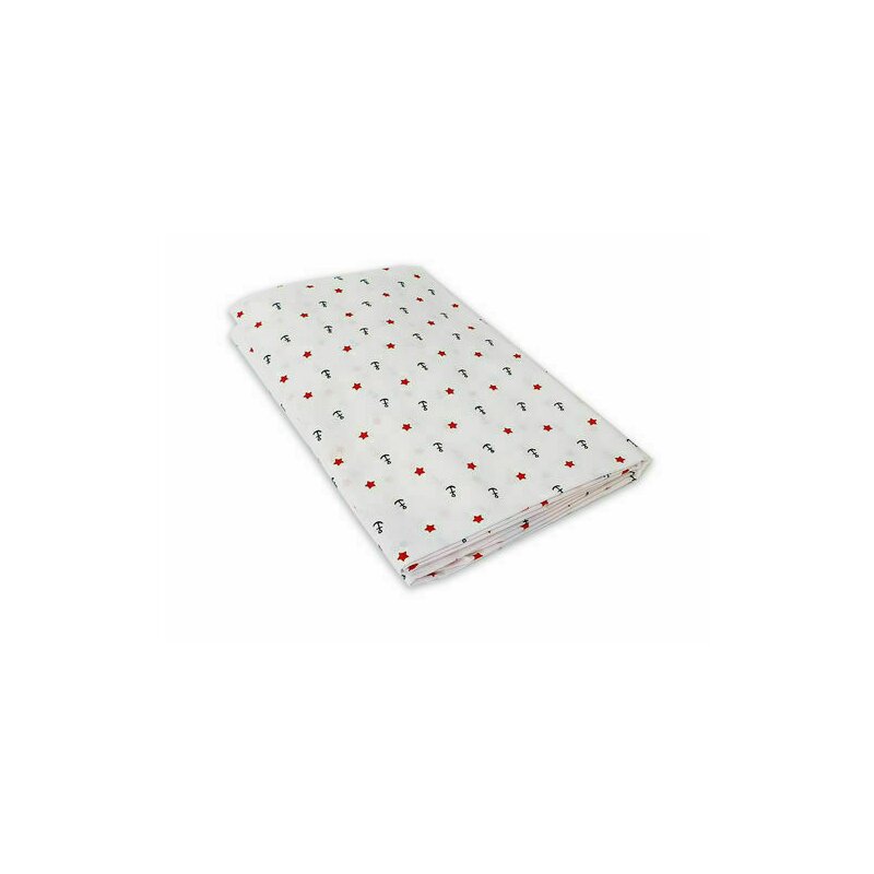 Kidsdecor - cearceaf cu elastic maritim imprimat, cu stelute si ancore din bumbac, 120x70 cm