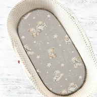 Cearceaf cu elastic, MimiNu, Pentru landou, carucior si cosulet, Dimensiune 80x35 cm, Din bumbac certificat Oeko Tex Standard 100, Bedtime story beige
