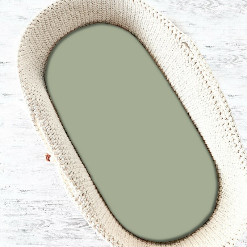 Cearceaf cu elastic, MimiNu, Pentru landou, landou, carucior si cosulet, 80x35 cm, Din Jerseu, Material certificat Oeko Tex Standard 100, Olive