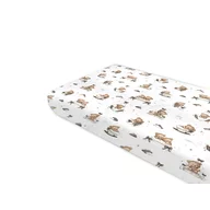 Cearceaf cu elastic, MimiNu, Pentru pat 160x80 cm, Din bumbac certificat Oeko Tex Standard 100, Tedy bear dreams beige