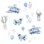Cearceaf cu elastic, MimiNu, Pentru patut 120X60 cm, Din bumbac certificat Oeko Tex Standard 100, Blue Plane - 6