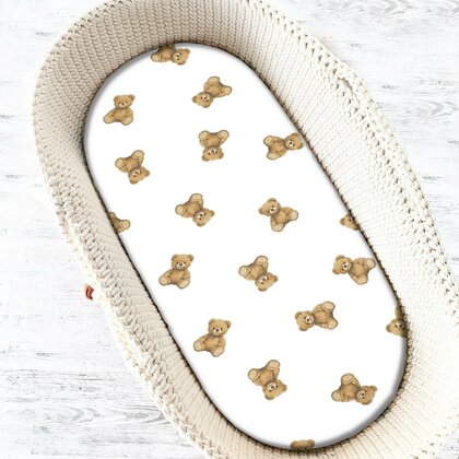 Cearceaf cu elastic, Qmini, Pentru landou, carucior si cosulet, Dimensiune 80x35 cm, Din bumbac certificat Oeko Tex Standard 100, Teddy Toys