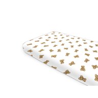 Cearceaf cu elastic, Qmini, Pentru pat 160x80 cm, Din bumbac certificat Oeko Tex Standard 100, Design, Teddy Toys