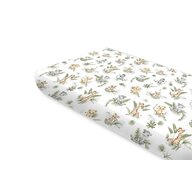 Cearceaf cu elastic, Qmini, Pentru pat 160x80 cm, Din bumbac certificat Oeko Tex Standard 100, Safari