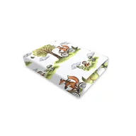 Cearceaf cu elastic, Qmini, Pentru patut 120X60 cm, Din bumbac certificat Oeko Tex Stard 100, Fox on bikes Natural