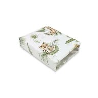 Cearceaf cu elastic, Qmini, Pentru patut co-sleeper, Aurora, Dimensiune 76 x 43 cm, Din bumbac certificat Oeko Tex Standard 100, Safari