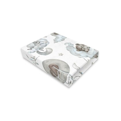 Cearceaf cu elastic, Qmini, Pentru patut co-sleeper, Aurora, Dimensiune 76 x 43 cm, Din bumbac certificat Oeko Tex Standard 100, Teddy Bear and Friends Blue