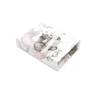 Cearceaf cu elastic, Qmini, Pentru patut co-sleeper, Aurora, Dimensiune 76 x 43 cm, Din bumbac certificat Oeko Tex Standard 100, Teddy Bear and Friends Pink