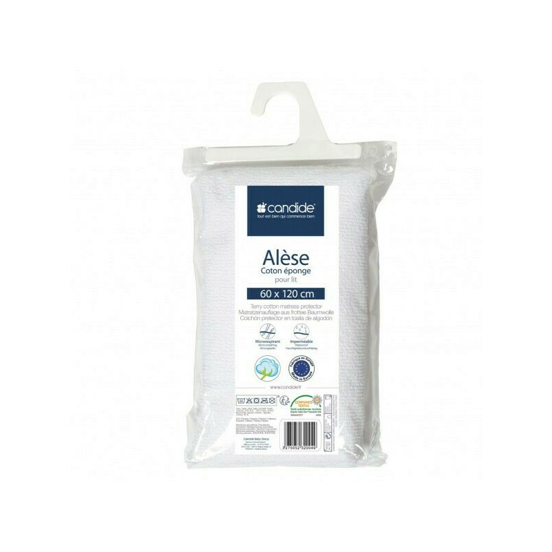 Candide franta - cearceaf plusat pentru protectie saltea din bumbac, impermeabil 60x120 cm
