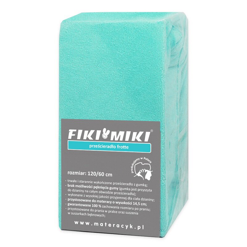 Fiki miki - cearceaf cu elastic , din frotir din bumbac, 120x60 cm, albastru