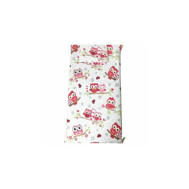 Deseda - cearsaf cu elastic pe colt 120x60 cm cu imprimeu - bufnite rosii
