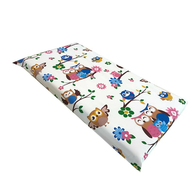Deseda - cearsaf cu elastic pe colt 140x70 cm cu imprimeu - bufnite maro
