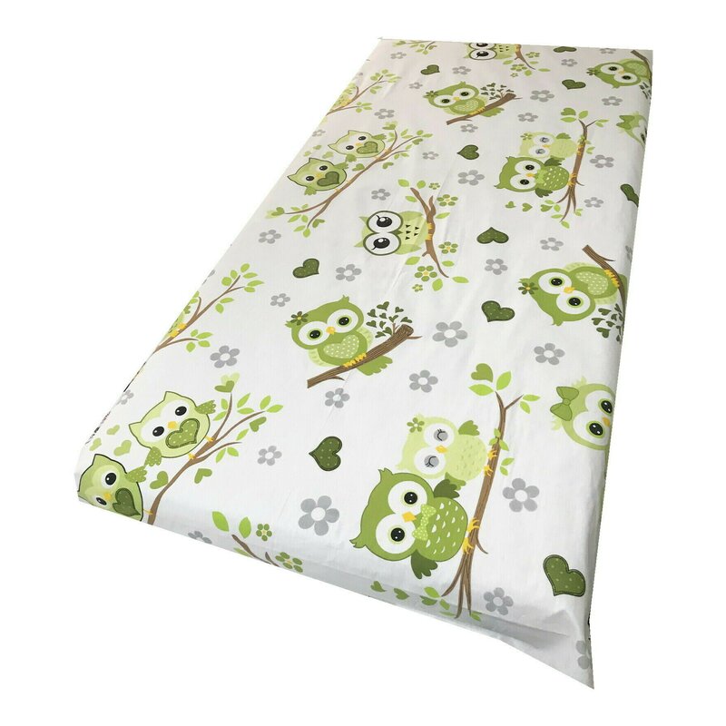 Deseda - cearsaf cu elastic pe colt 140x70 cm cu imprimeu - bufnite verzi
