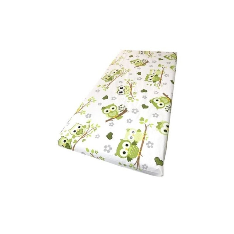 Deseda - cearsaf cu elastic pe colt cu imprimeu bufnite verzi-140*70 cm