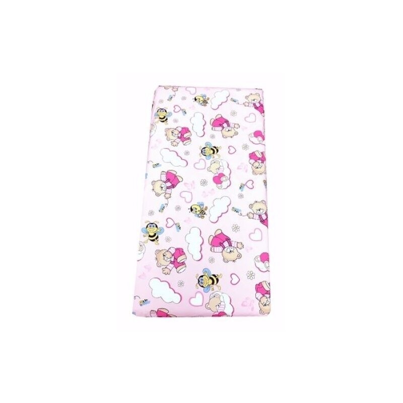 Deseda - cearsaf cu elastic pe colt cu imprimeu ursi cu albine pe roz-140*70 cm