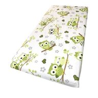 Cearsaf cu elastic roata cu imprimeu Bufnite verzi-140*70 cm