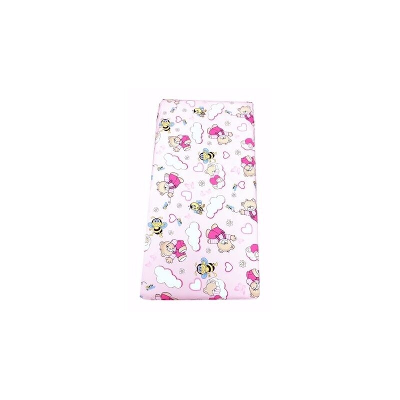 Deseda - cearsaf cu elastic roata cu imprimeu ursi cu albine pe roz-160*80 cm