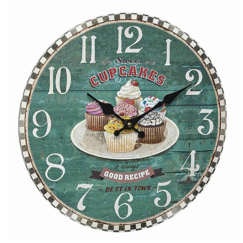 Tfa - ceas analog de perete din mdf, design vintage, cupcakes, tfa 60.3045.13