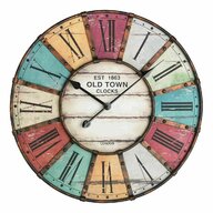 Tfa - Ceas de perete XXL cu aplicatii din metal, analog, design VINTAGE - Old Town Clock, cifre romane, colorat,  60.3021