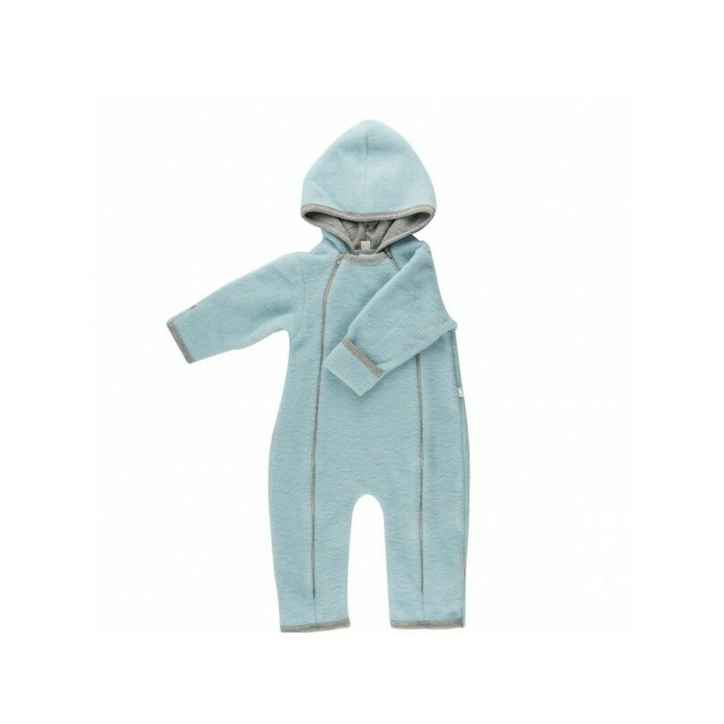 Celestial Blue 74/80 - Overall babywearing din lana merinos organica - wool fleece - Iobio