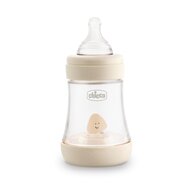Chicco - Biberon anticolici, Perfect 5, Cu adaptare la aspiratia bebelusului, Cu forma ergonomica, Cu tetina moale, Fara BPA, 150 ml, 0 luni+, Bej