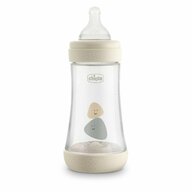 Chicco - Biberon anti-colici, Perfect 5, Cu adaptare la aspiratia bebelusului, Cu forma ergonomica, Cu tetina moale, Fara BPA, 240 ml, 2 luni+, Bej