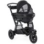 Chicco - Carucior compact 3 in 1 Active 3, Cu landou intarit si salteluta moale, Scoica auto cu baza, Maner ajustabil, Husa de ploaie, Pana la 15 kg, Negru - 4