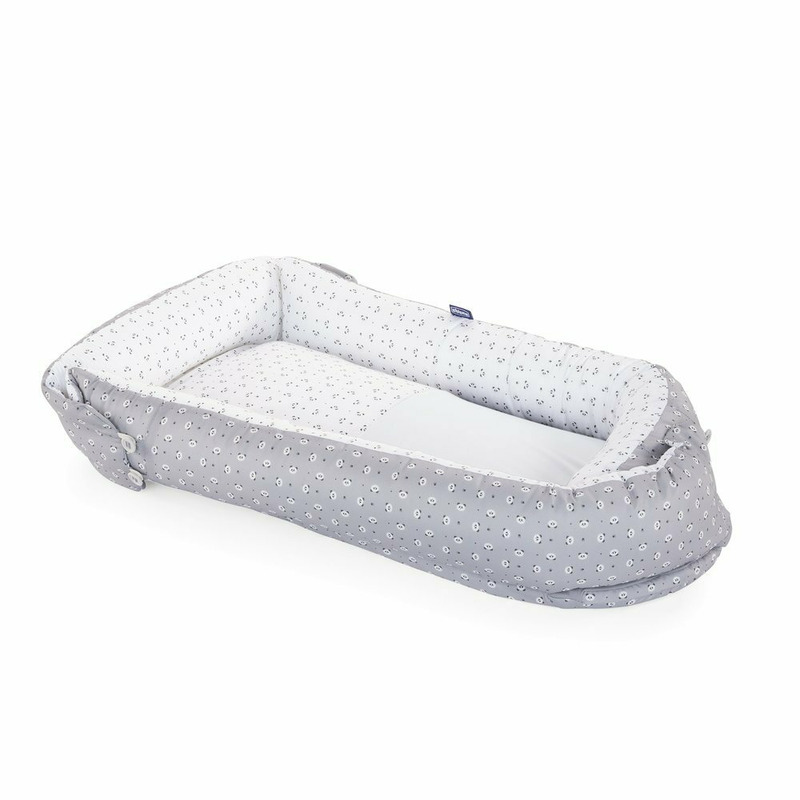 Chicco - cosulet multifunctional pentru bebelusi, poate fi utilizat si ca salteluta, mummy pod, cu tesatura respirabila, reglabil, bumbac, 93x53x10 cm, 0-8 luni, panda, gri