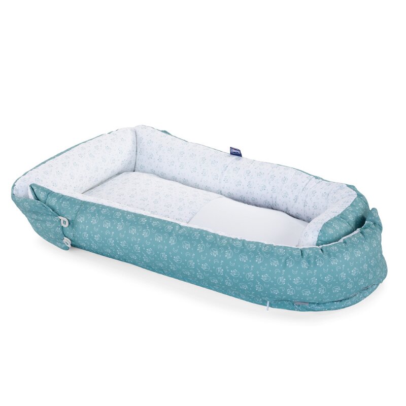 Chicco - cosulet multifunctional pentru bebelusi, poate fi utilizat si ca salteluta, mummy pod, cu tesatura respirabila, reglabil, bumbac, 93x53x10 cm, 0-8 luni, foxy, verde