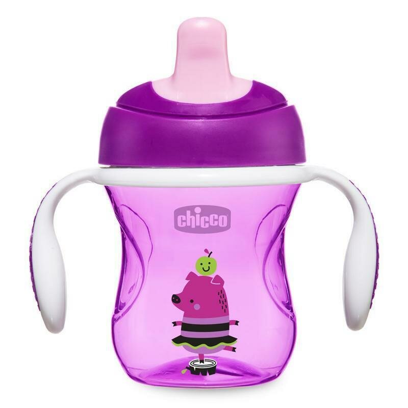 Canuta de tranzitie, Chicco, Cu sistem anti-curgere, Cu manere ergonomice si detasabile, fara BPA, 6 luni+, 200 ml, Purple