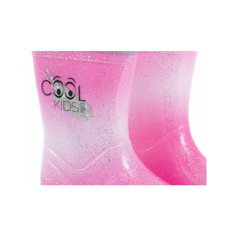 Cizme de cauciuc perletti cu sclipici marime 24 25 roz fuchsia