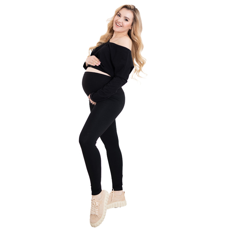 Colanti pentru gravide, cu talie speciala, certificati oeko tex standard 100, din bumbac si elastan, masura m, negru