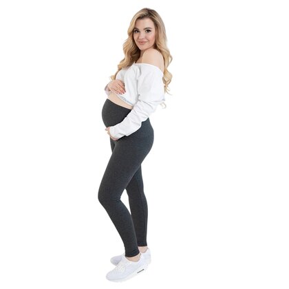 Colanti, Pentru gravide, Cu talie speciala, Certificati Oeko Tex Standard 100, Din bumbac si elastan, Masura XL, Gri inchis