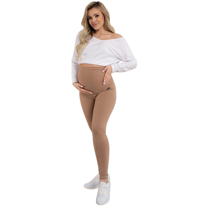 Colanti, Pentru gravide, Cu talie speciala, Certificati Oeko Tex Standard 100, Din bumbac si elastan, Masura XXL, Cappucino