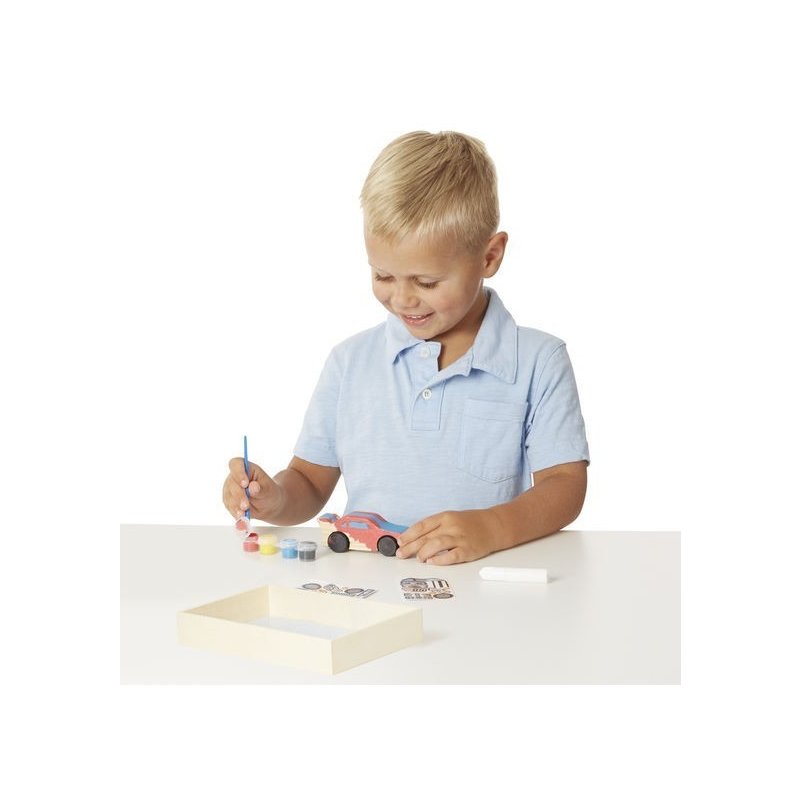 Melissa & doug - coloreaza-ti masinuta de curse din lemn